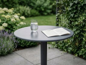 stolik ogrodowy okrągły 70 cm granat metalowy na taras, do ogrodu, kawiarni