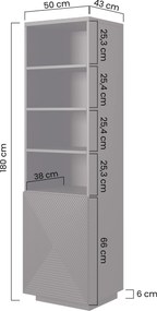 Regał Asha 50 cm z ryflowanym frontem - artisan / rivier stone mat