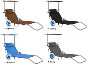 Brązowy leżak ogrodowy do opalania z kółkami D2-D19