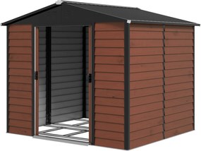 Outsunny Szopa na narzędzia metalowa, odporna na warunki atmosferyczne i rdzę, zamykana, 2,40 x 2,06 x 1,98 m, teka