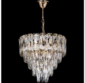 Żyrandol LED na łańcuchu 7xE27/60W/230V + 4xLED/6W, śr. 40 cm, złoty