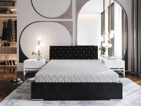 Czarne łóżko welurowe w stylu glamour 6 rozmiarów W8-K68