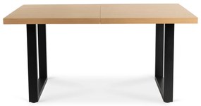 Stół Prostokątny Rozkładany EDWIN 160-260 cm Dąb Złoty/Czarny do Jadalni Nowoczesny Loft