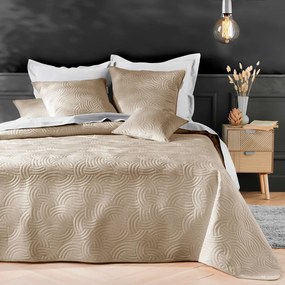 Jasnobrązowy aksamitny zestaw narzuty na łóżko i poszewki na poduszkę 240x260 cm Solange – douceur d'intérieur