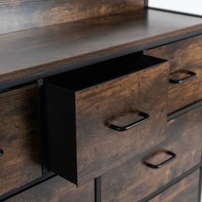 Komoda z Szufladami HUDSON 98 cm Dąb Rustykalny/Czarny Loftowa