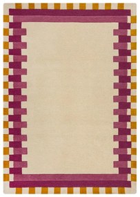 Żółto-różowy wełniany dywan tkany ręcznie 120x170 cm Kai Wool Border – Flair Rugs