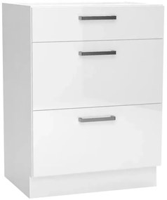 Biała szafka z 3 szufladami do kuchni - Lucio 12X 60 cm połysk