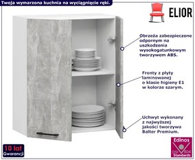 Dwudrzwiowa szafka kuchenna z półkami w kolorze betonu 80 cm  A9-H03