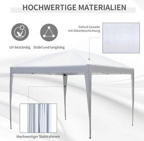 Outsunny Pawilon Składany 3x3m Stal Oxford Ochrona UV Imprezy Ogrodowe Biały | Aosom PL