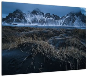 Obraz na szkle z widokiem na islandzkie szczyty (70x50 cm)
