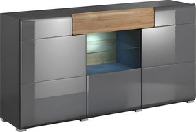 Komoda TOLEDO 160 3D1S antracyt połysk/dąb grandson