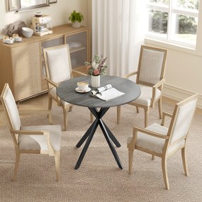 HOMCOM Okrągły stół kuchenny, 80 cm, kompaktowy blat, płyta wiórowa, metal, szary | Aosom PL