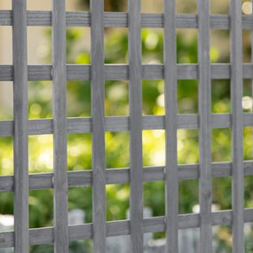 Outsunny Skrzynka na Rośliny Donica Stojak Trzcina Łuk Różany Otwory Drenażowe Drewno Jasnoszary 64x28x120cm | Aosom PL