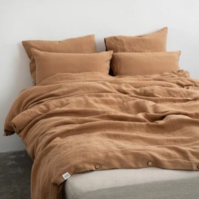 Brązowa lniana pościel dwuosobowa 200x200 cm – Linen Tales