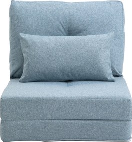 HOMCOM Fotel podłogowy rozkładany 2 w 1 z matą do spania i zdejmowaną poduszką niebieski | Aosom PL