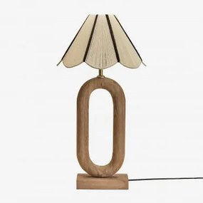 Lampa Stołowa Z Drewna Mango Tiberia Drewno Mango & Biały - Czarny Irais - Sklum