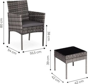 Mały zestaw mebli balkonowych dla 2 osób Riviera 844, technorattan szary