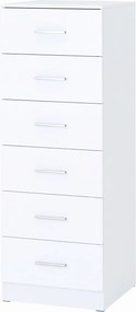 HOMCOM Komoda z 6 szufladami, nowoczesna komoda do sypialni, szafka do przechowywania, 40 x 40 x 110 cm, Biały w wyglądzie drewna | Aosom PL