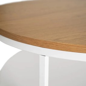 Stolik Kawowy z Półką BEST 70 cm Dąb/Biały Skandynawski