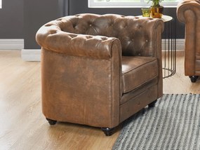 Zestaw 2 foteli CHESTERFIELD z  mikrofibry o wyglądzie postarzanej skóry