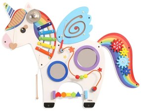 Viga drewniana tablica sensoryczna manipulacyjna jednorożec certyfikat fsc montessori