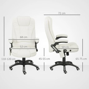 Vinsetto Ergonomiczny Fotel Biurkowy z Funkcją Masażu, 68 x 72 x 110–120 cm, Kremowy