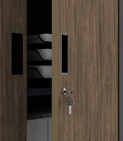 Biurowa szafa metalowa z sejfem antracytowa / orzech: Eco Design FILIP II, 900 x 1850 x 400 mm