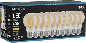 Mexen Vintis 10x żarówka filament LED E27, A60, 4W, Ciepła - 2700K, 400 lm, amber - L150-E27-0427-50x10
