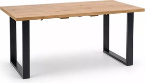 Stół rozkładany Mareo 160-210x90 z laminowanego blatu w kolorze dąb wotan ze stalową czarną podstawą