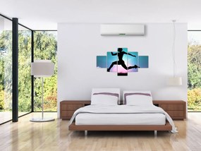 Obraz skaczącej sylwetki kobiety (125x70 cm)