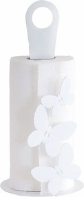 Uchwyt stołowy na papier toaletowy Butterfly z białej stali, na jedną rolkę, nowoczesny design, made in Italy