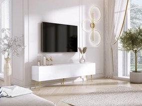 Szafka RTV: Biała matowa, złote nogi, 170 x 52 x 32 cm