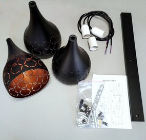 Lampa sufitowa metalowa z kloszem wiszącym AT34-3SZ-Czarna