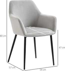 HOMCOM Zestaw krzeseł jadalnianych tapicerowanych jasnoszarych wygodne 54x57x80 cm | Aosom PL