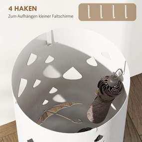 HOMCOM Stojak na parasole, stal, kształt kolumny, wyjmowana taca, Ø17 x 41H cm, Biały | Aosom PL