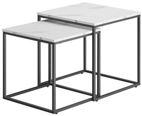 Zestaw 2 stolików kawowych QUADRO, dekor w stylu białego marmuru