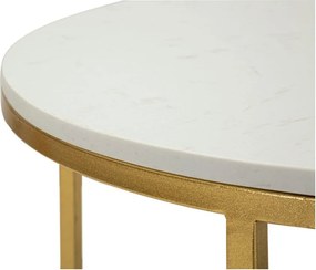 Stolik w biało-złotym kolorze z marmurowym blatem 60x90 cm Izmir – Mauro Ferretti