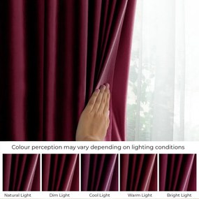 Bordowa aksamitna zasłona częściowo zaciemniająca (dimout) 140x245 cm Eyelets – Restilo