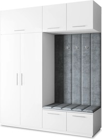 Masseno Garderoba REMA 200/240/60 cm Nowoczesna Szafa do Przedpokoju Biała, MONOLITH 85 (Szary)