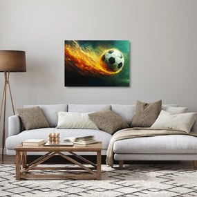 Obraz na szkle - Piłka nożna w locie (70x50 cm)