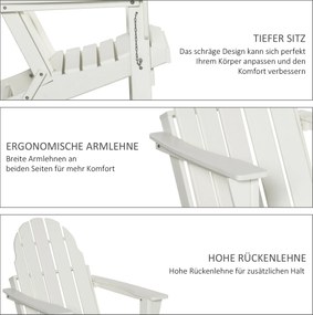 Outsunny krzesło ogrodowe Adirondack kolor biały 75 cm x 87 cm x 93 cm