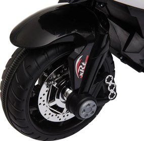 HOMCOM Elektryczny motocykl dla dzieci, światła i dźwięki, 3 km/h, ładowalny, tworzywo sztuczne i metal, Czarny/Biały