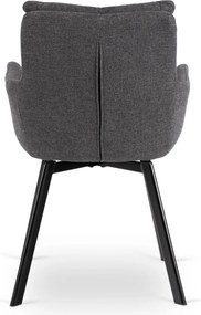 Krzesło Tapicerowane Obrotowe do Salonu CORTADO Ciemnoszare Nowoczesne