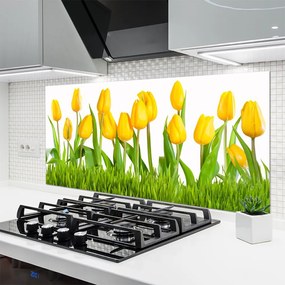 Panel Szklany do Kuchni Elegancja Czerwonych Tulipanów