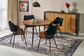 Stół okrągły z MDF-u kolor orzech, czarne nogi średnica 105/75 cm BARRY