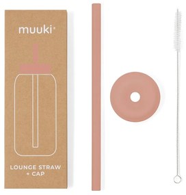 Silikonowa słomka z wieczkiem i szczoteczką w komplecie Canyon Clay – Muuki