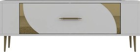 Stojak pod TV – 120 cm x 48,2 cm x 26,4 cm – Biały i złoty – Melamina