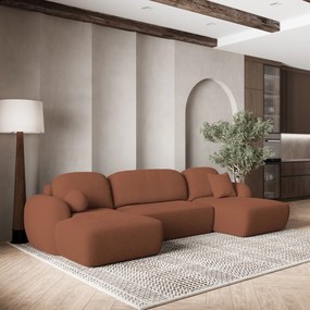 Masseno Narożnik SAVONA z funkcją spania i pojemnikiem na pościel Narozniki U, Rozkładana sofa - Ceglasty, NOW OR NEVER 54