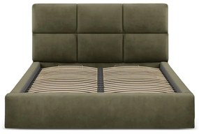 Zielone tapicerowane łóżko dwuosobowe ze schowkiem ze stelażem 160x200 cm Libera – Windsor &amp; Co Sofas