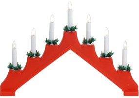 Świecznik świąteczny Candle Bridge czerwony, 7 LED